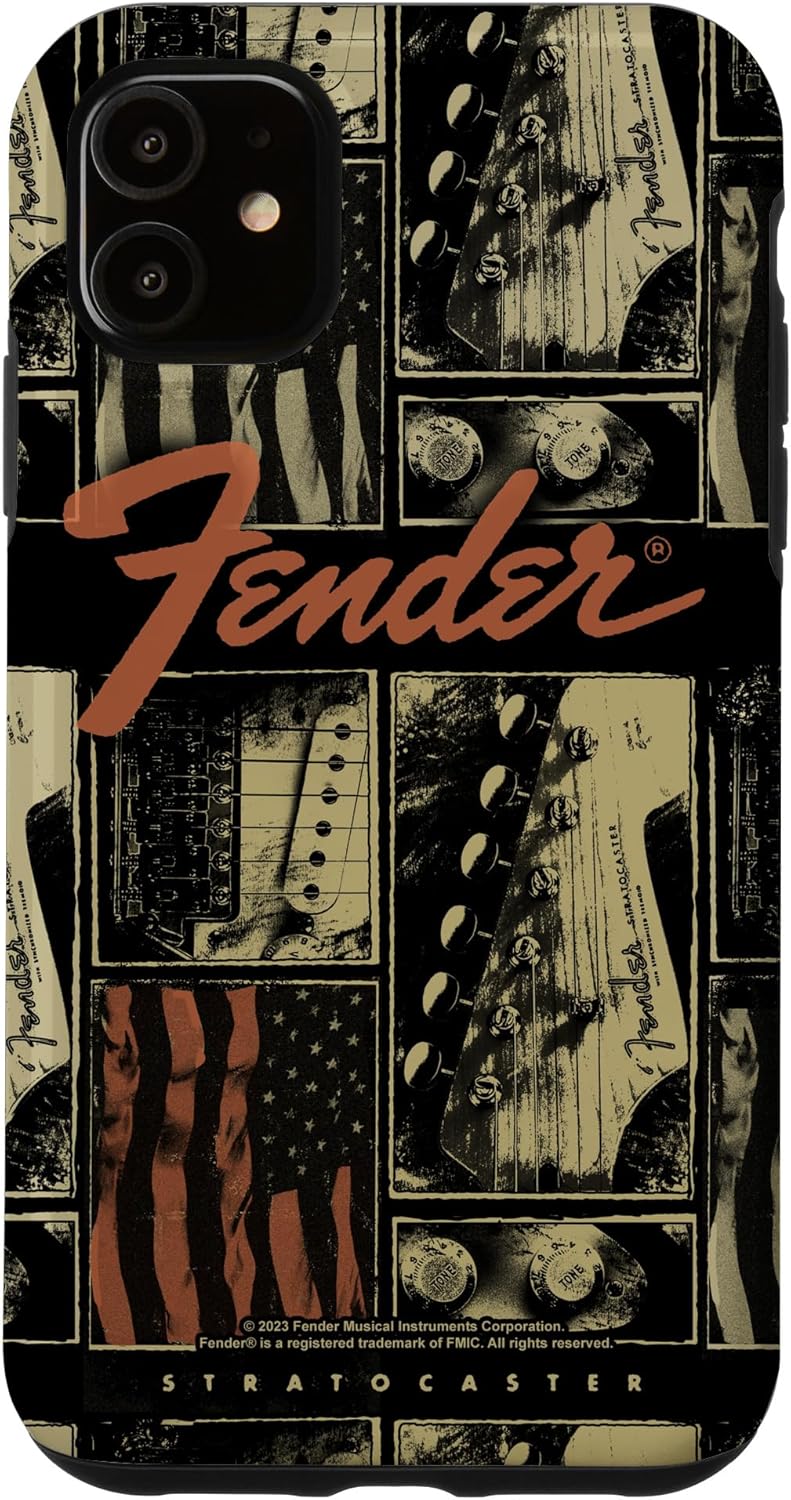 Fender Vintage Stratocaster Americana Distressed Collage Case for iPhone X/XS