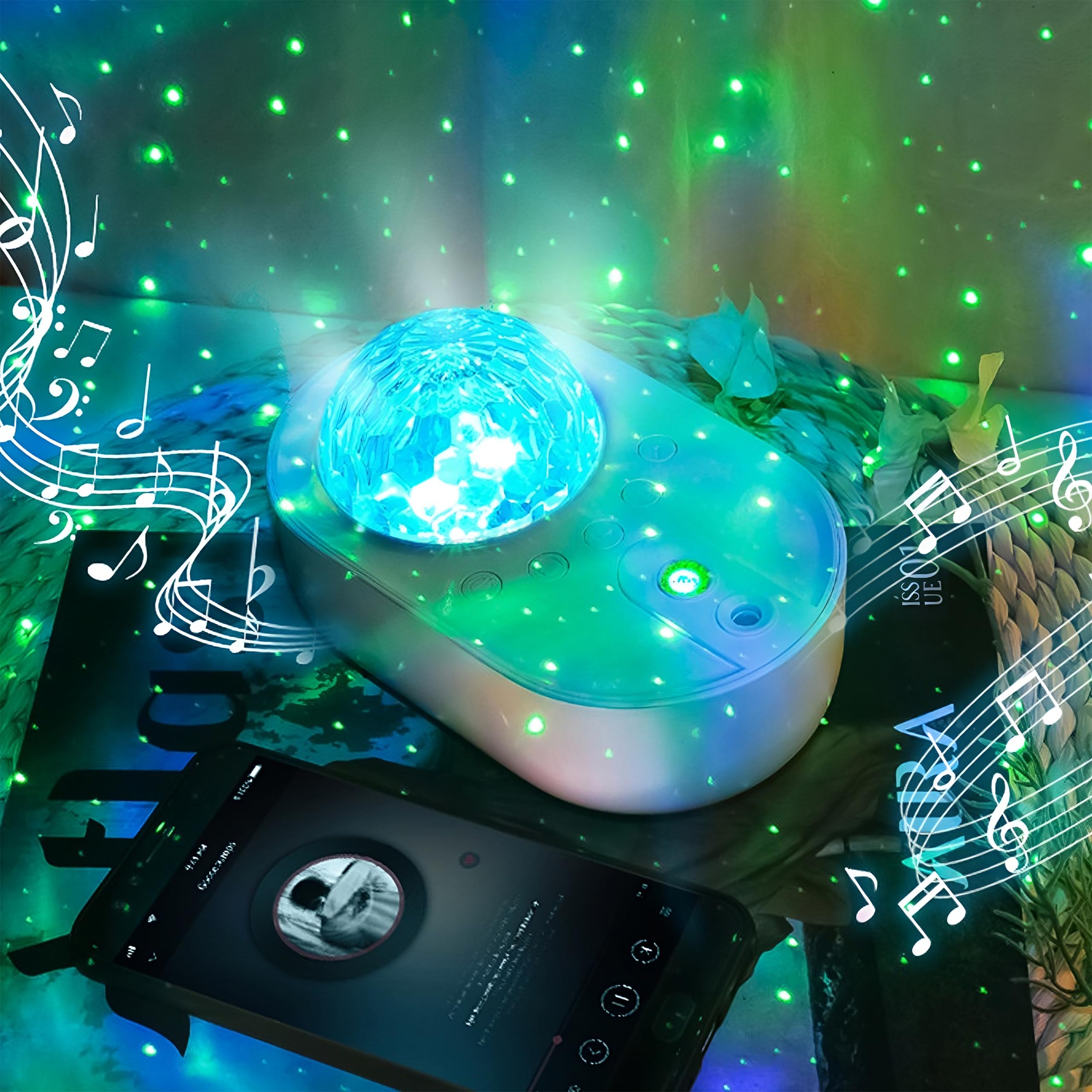Retoo Proyector de cielo estrellado, luz nocturna con altavoz de música Bluetooth, proyector de luz de estrellas con mando a distancia, Galaxy Planetarium, lámpara de estrella para decoración