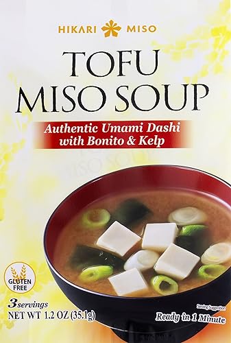 Miso Soup Insant - Hikari Miso auténtico umami dashi con bonito, algas marinas y tofu - Sin MSG, sin gluten - Hecho en Japón