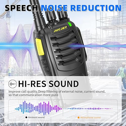 Miniatura 4 de Walkie Talkies (paquete de 4), incluye auriculares originales, cable tipo C, base de carga USB, cuenta con emparejamiento de un solo clic, reducción