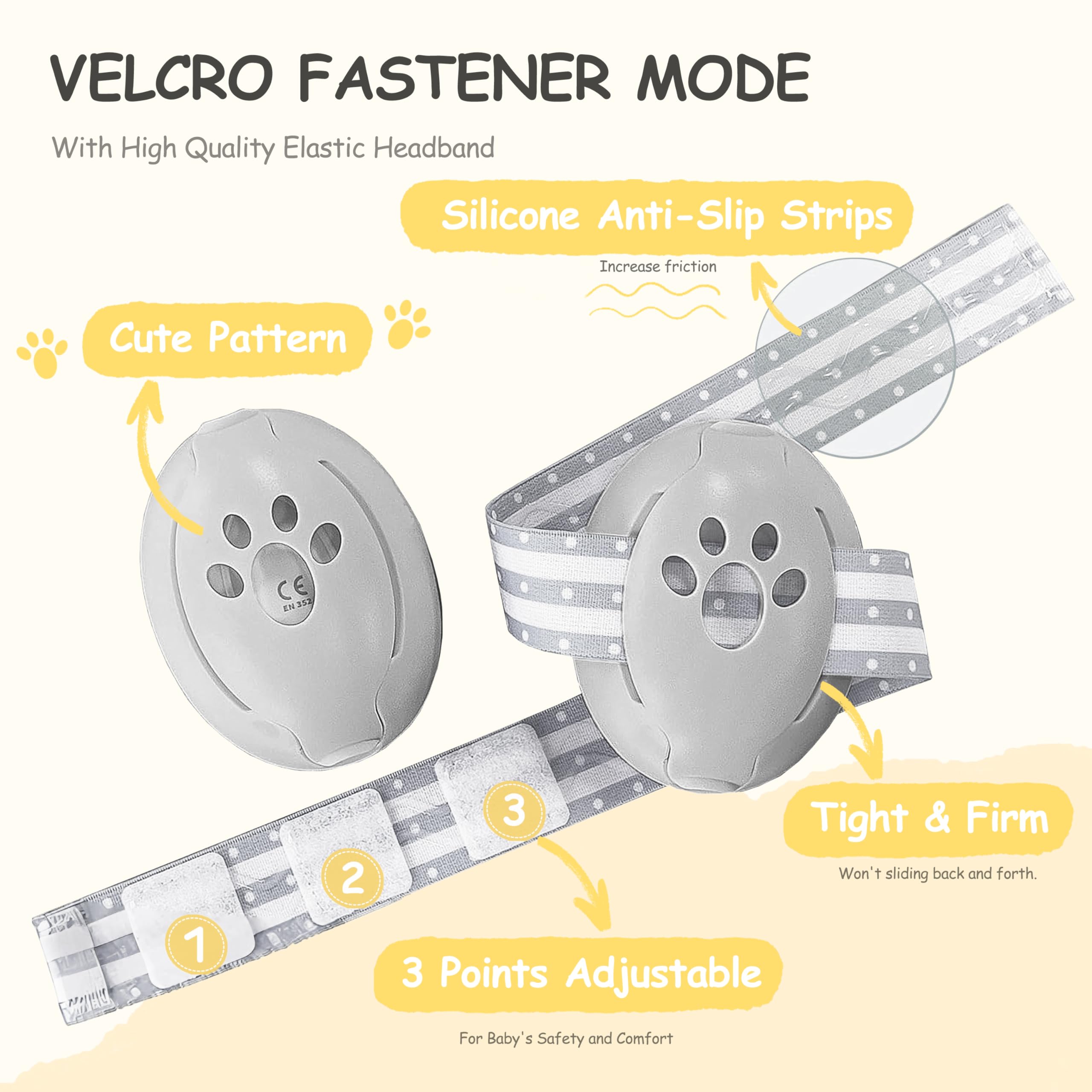 auvstar 2in1 Cuffie Antirumore Neonato,Riduzione Rumore Paraorecchie Neonati Protettori Acustici,Protezione Acustica Per Bambini,Regolabili Cuffie Protezione Dormire Bambini