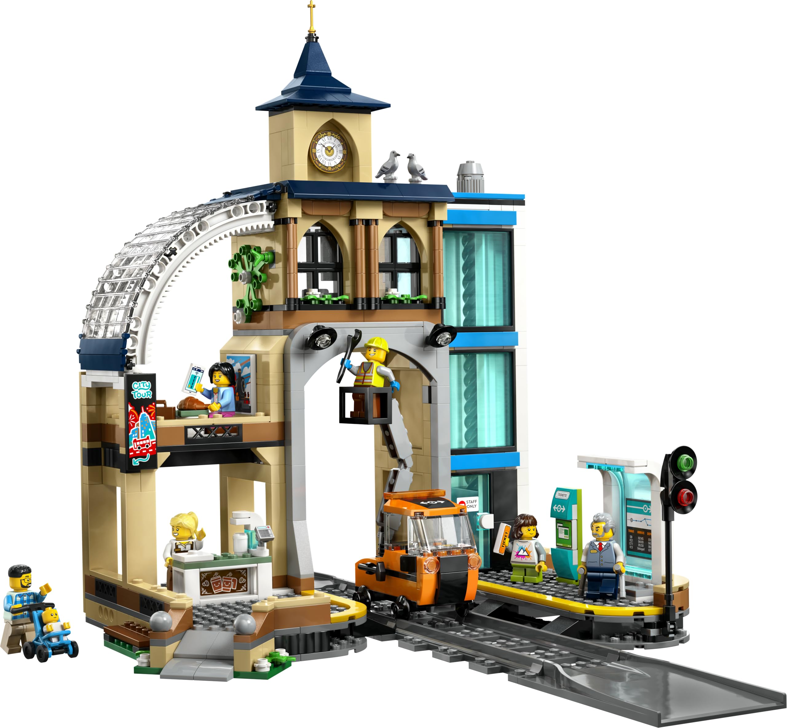 LEGO City La Gare Centrale - Jeu de Construction avec Autorail de Maintenance, Ascenseur Fonctionnel, 2 Quais & 1 Rail - 6 Minifigurines - Cadeau Original pour Garçon ou Fille dès 7 Ans 60469
