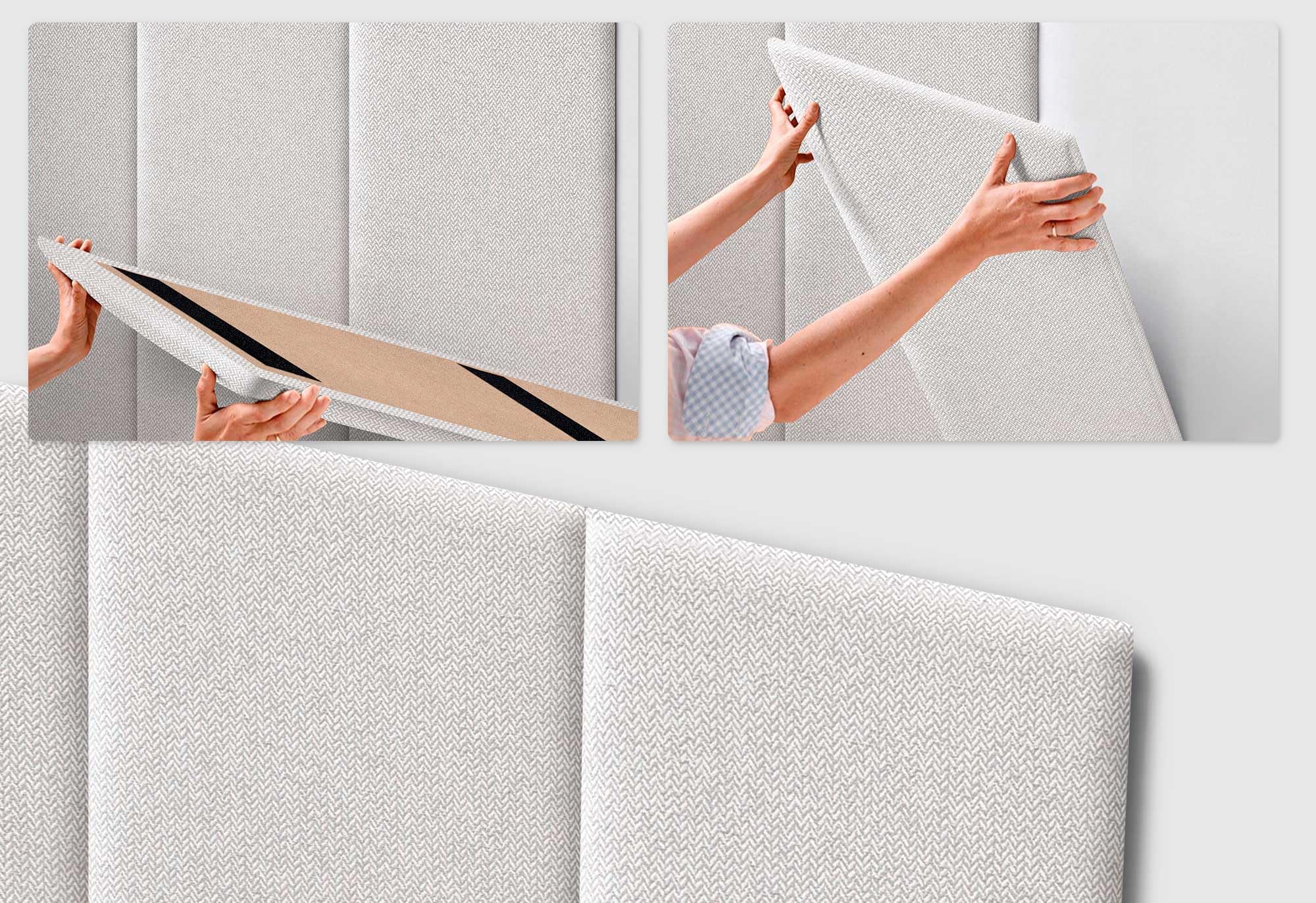 DHOME Cabecero Tapizado en Tejido Luxury Antimanchas Diseño Modular Vertical Autoadhesivo Cabezal Cama Dormitorio Acolchado (Espigas Beige, 100cm, Altura 80cm, x3)