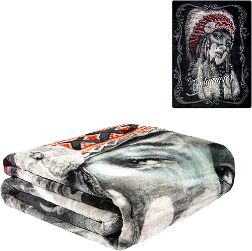 JPI Manta de felpa – Lady Warrior – Cama Queen de 79 x 95 pulgadas – Manta de piel sintética edición especial para camas, sofá, picnic, camping