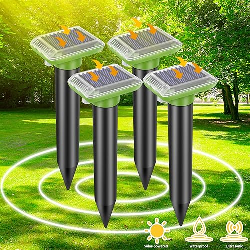 Repelente solar de topos, repelente ultrasónico para exteriores, alimentado por energía solar, impermeable, repelente de serpientes, disuasorio,