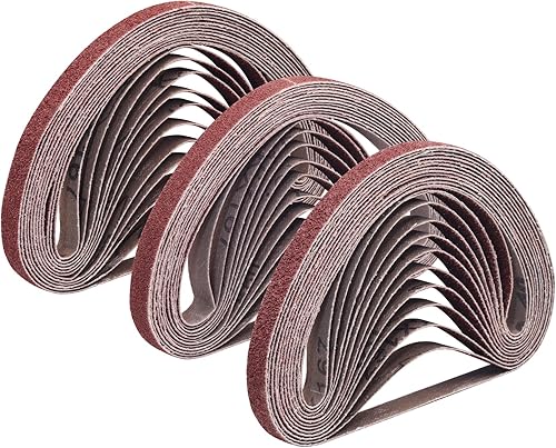 TAOKYID Paquete de 36 correas de lijado de 1/2 x 18 pulgadas para lijadora de banda de aire, bandas abrasivas de óxido de aluminio de 1/2 pulgadas x