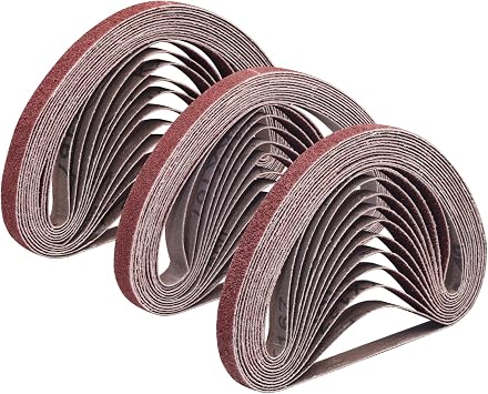 TAOKYID 36 Pack 1/2 x 18 Inch Sanding Belts for Air Belt Sander, Aluminum Oxide File Abrasive Belts 1/2-Inch x 18-Inch, 12 Each of 40/60/80 Assorted Grits 1/2x18 Sanding Belt Sandpaper