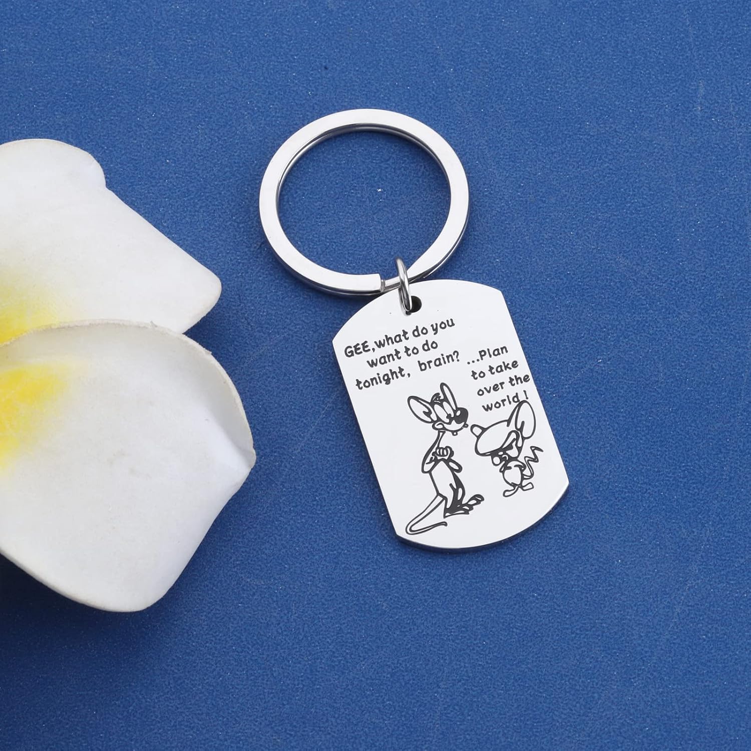 KEYCHIN BFF Inspired Gift Brain Gift Pinky Jewellery Take Over The World Keychain for Cartoon Lover - Image 3