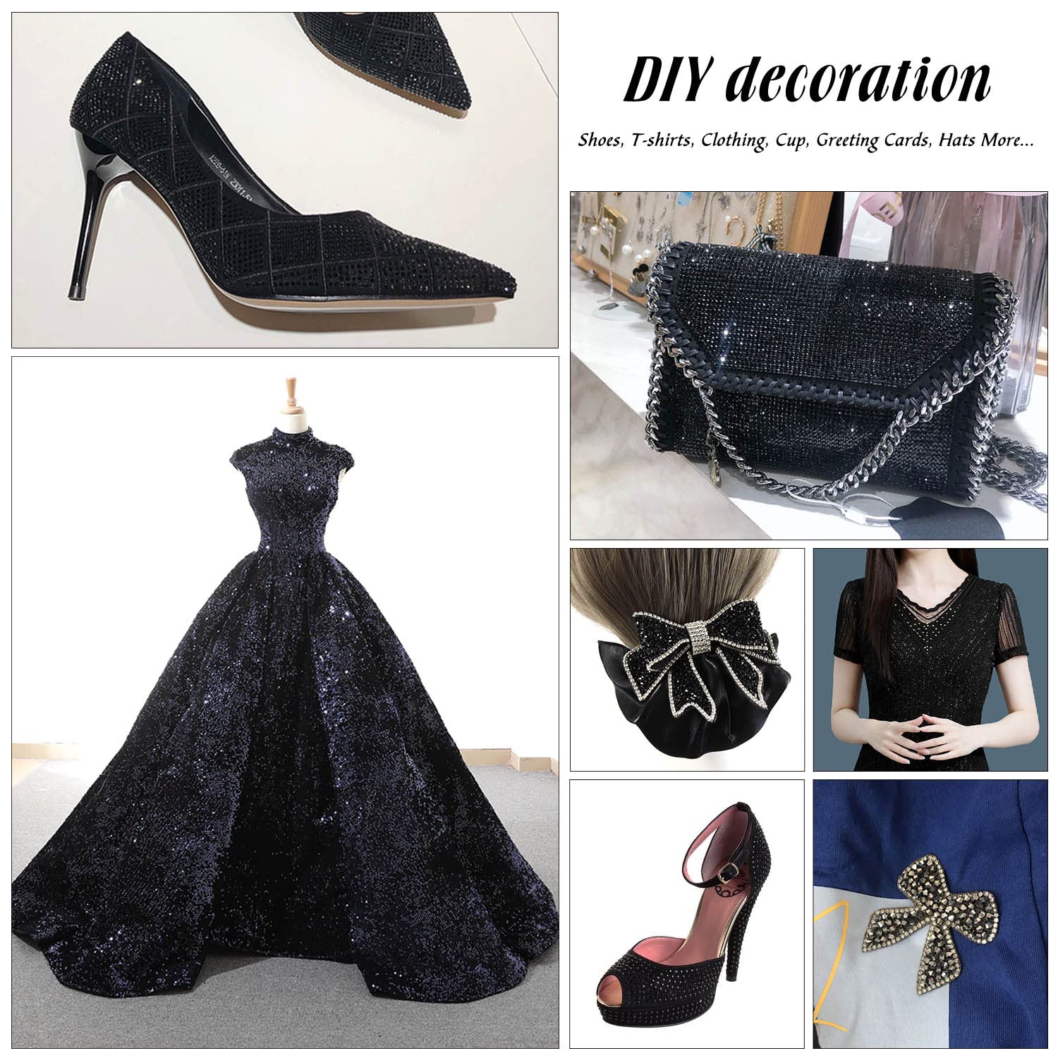 Amazon.com: SS6 Black Hotfix Rhinestones Bulk for Crafts Clothes
