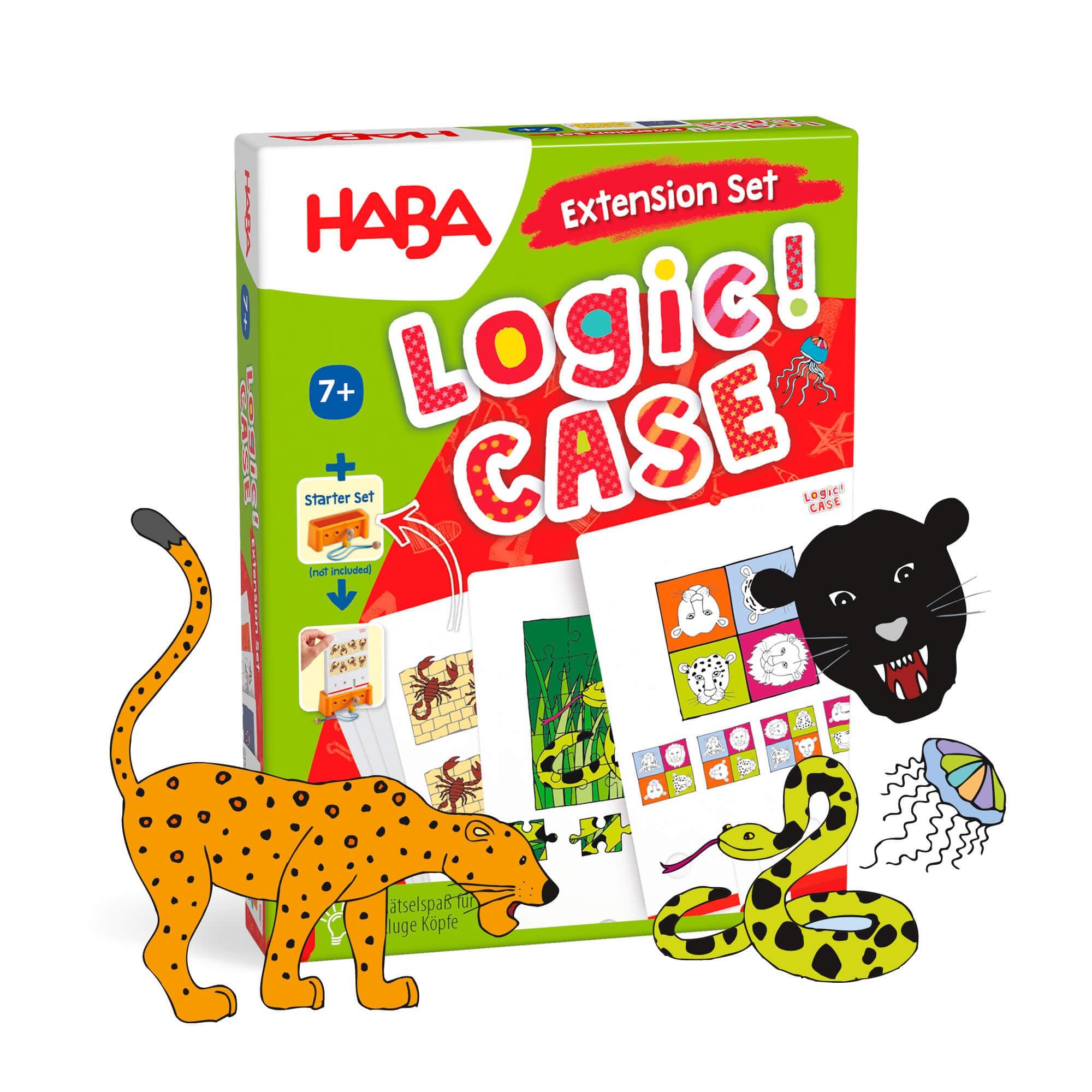 HABA Logic! Case Extension Set: Dangerous Animals - Additional Cards for Starter Case from 7 Years - Perfect as a Travel Game for on the Go - 77 Picture Puzzles Around Wild Animals - 1307153001