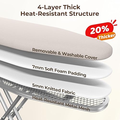 Miniatura 5 de Yaheetech Tabla de planchar, tabla de planchar compacta con soporte para cable, soporte para plancha de vapor y bandeja de almacenamiento inferior,