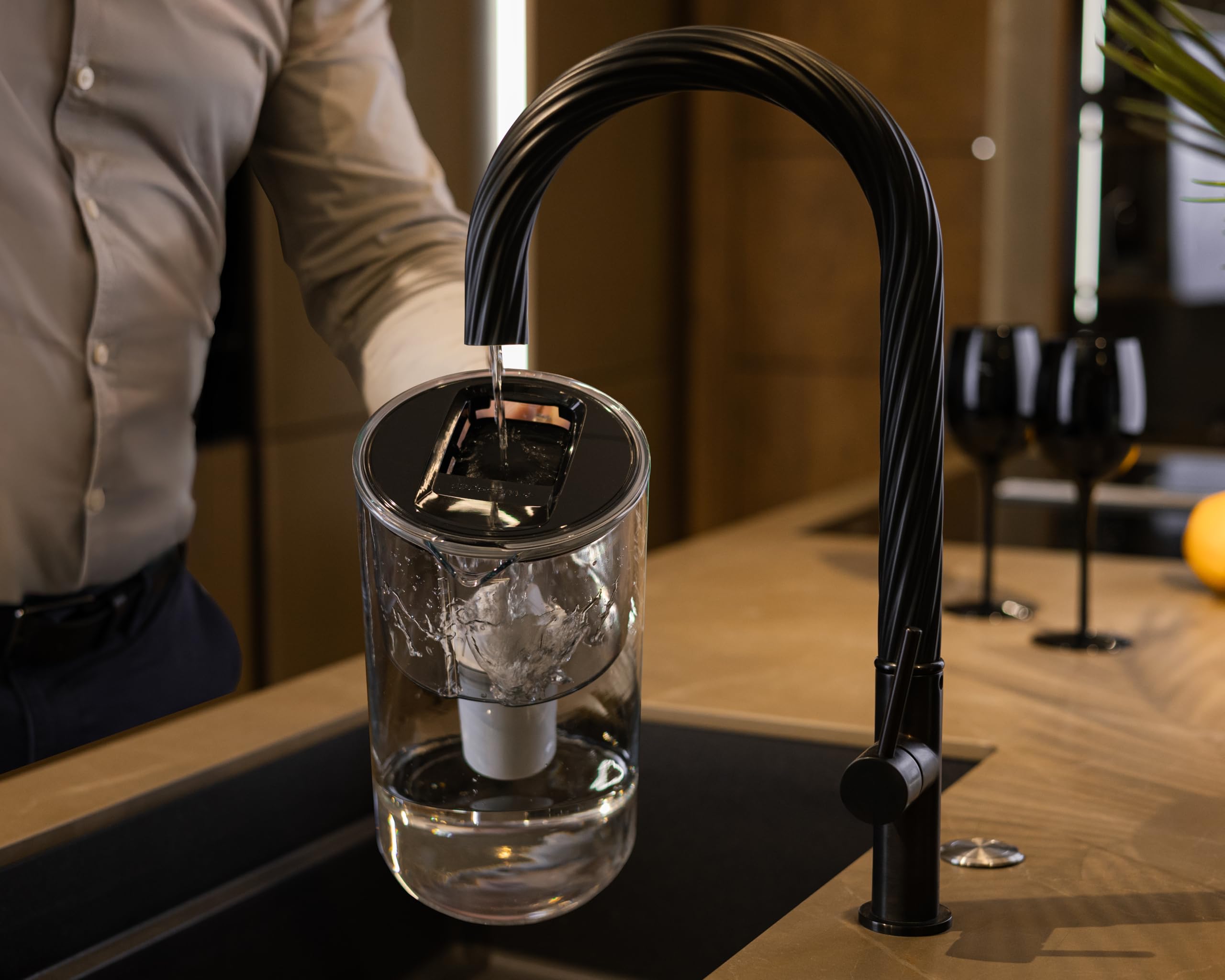 Wessper Carafe Filtrante en Verre 3 cartouche, Carafe d'eau Capacité de 3 L, Filtres eau Compatible avec Brita Classic - Electroménager