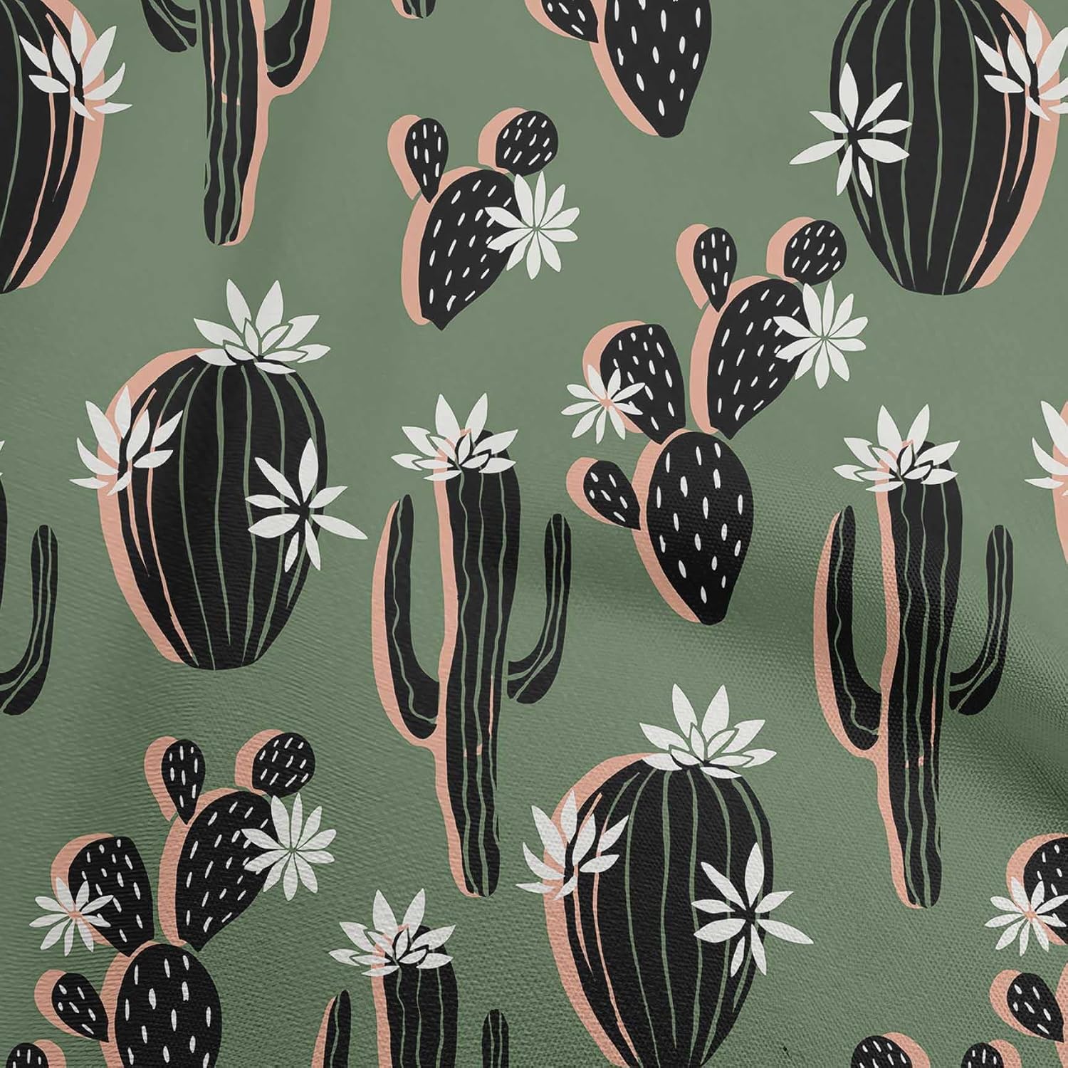 oneOone Viscose Chiffon Forest Green Fabric Cactus Craft Projects Decor Fabric Printed by The Yard 42 Inch Wide