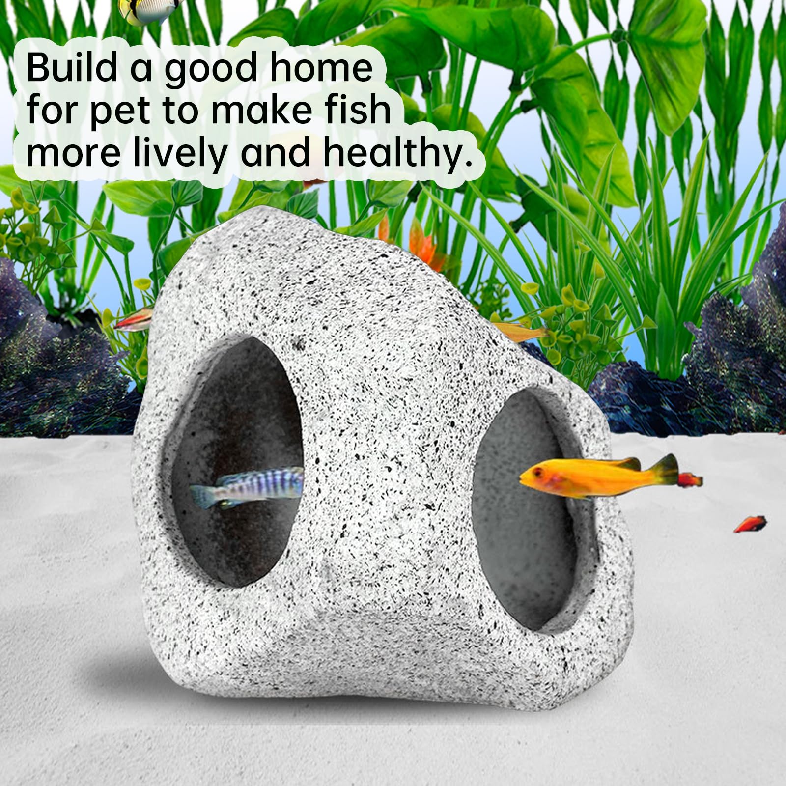 Roches pour Aquarium, Cachette d'aquarium pour Animaux pour Poisson à se Reproduire, Jouer et se Reposer, Petites Céramique Pierres Décoratives pour Aquarium (A)