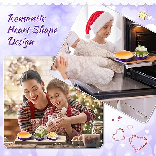 Miniatura 5 de FillTouch 100 piezas de moldes para pasteles en forma de corazón para el día de San Valentín, 3.4 onzas, 9 onzas, moldes para hornear mini pasteles