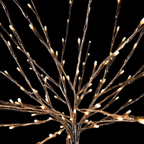 Miniatura 9 de Alpine Corporation Arbusto con cinta plateada con luces LED blancas cálidas, decoraciones navideñas para interiores y exteriores, para el hogar,