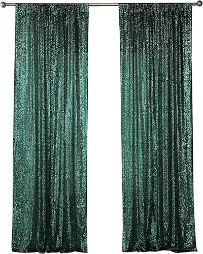 Keily & Megan Inc, 2 paneles de cortinas con lentejuelas brillantes para fondo de cabina de fotos, decoración de fiestas (verde cazador, 2 pies de