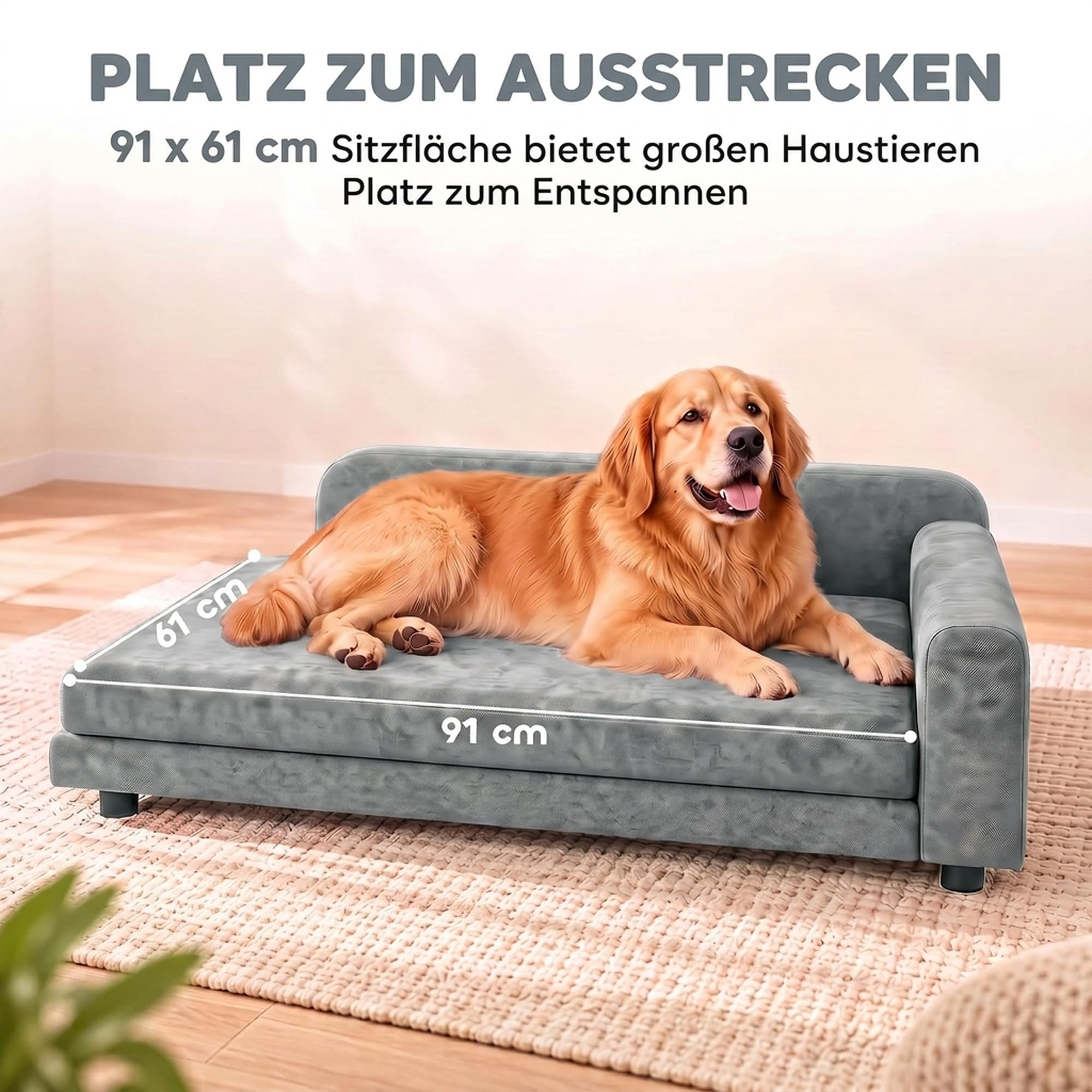 PawHut Hundesofa XL orthopädisches Hundebett mit Rückenlehne große Hunde