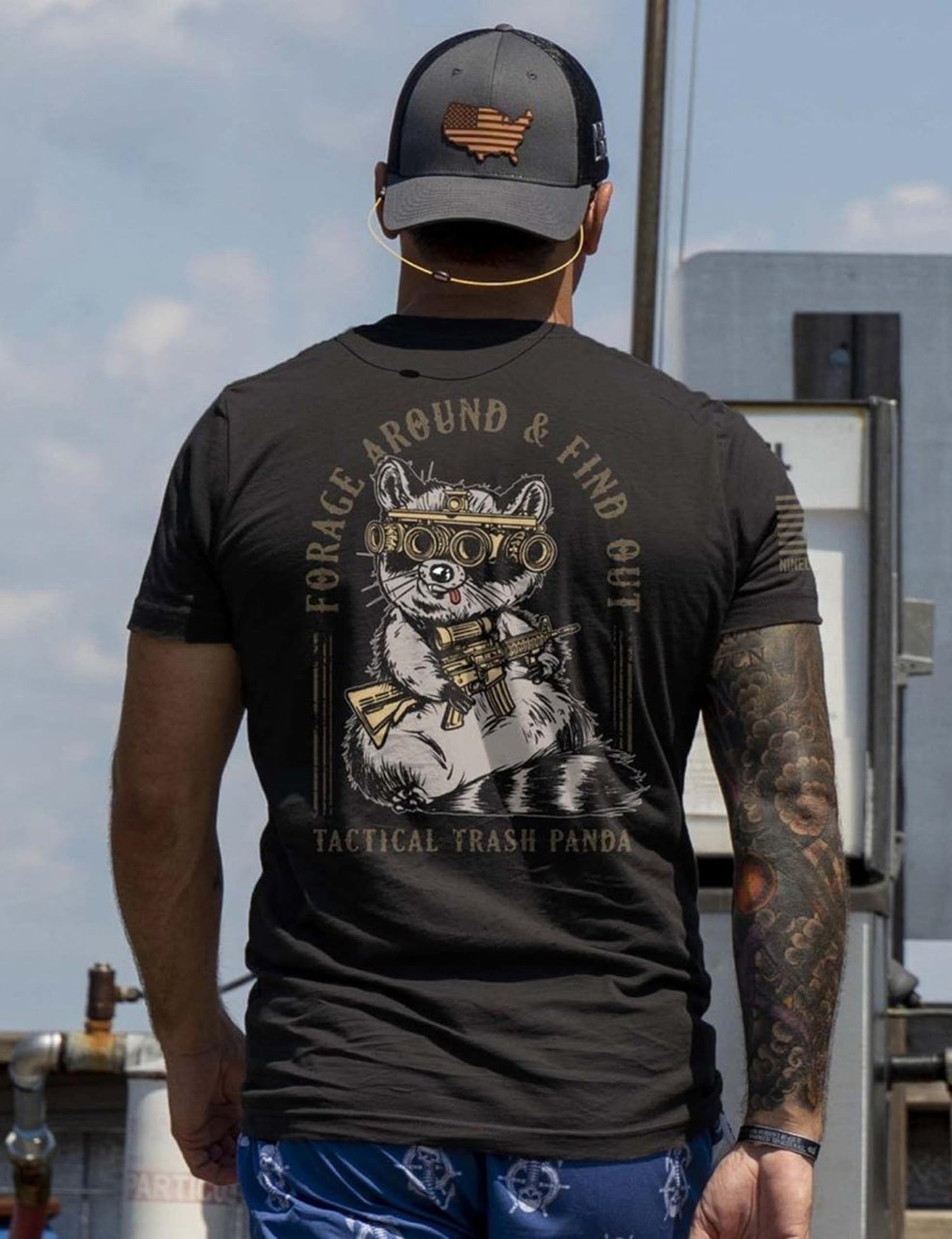 Nine Line Tactical Trash Panda T-Shirt, lustiges Waschbär-Militär-Grafik-T-Shirt, patriotische Veteranen-Bekleidung, hergestellt in den USA