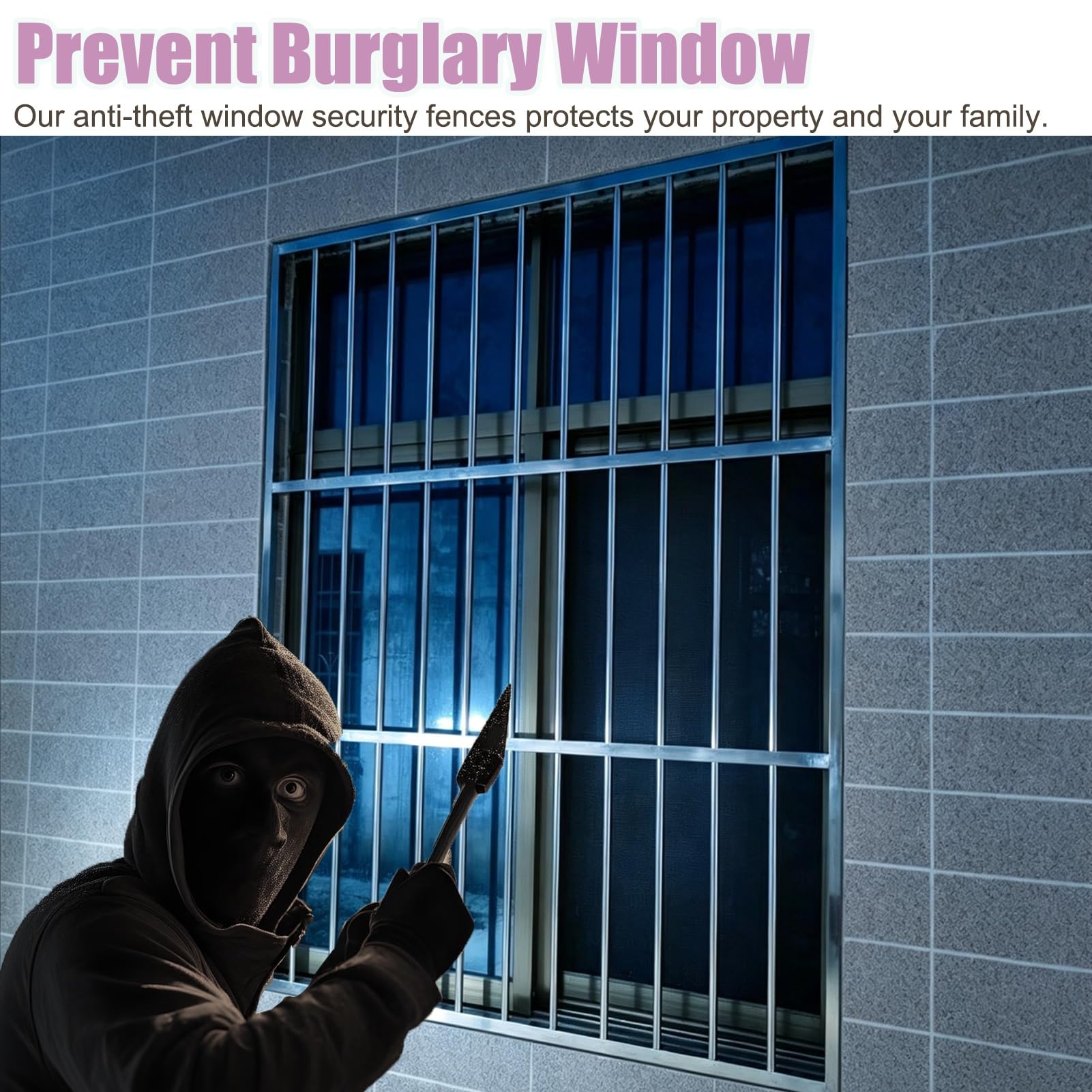 Rejas para Ventanas Exteriores Rejas de Seguridad Antirrobo para Ventanas Instalación Interior Aptas | Barra de Seguridad Fija y Permanente para Ventanas (Barrera de Seguridad para Altillos), Rejas Decorativas(24x39in/60x100cm)