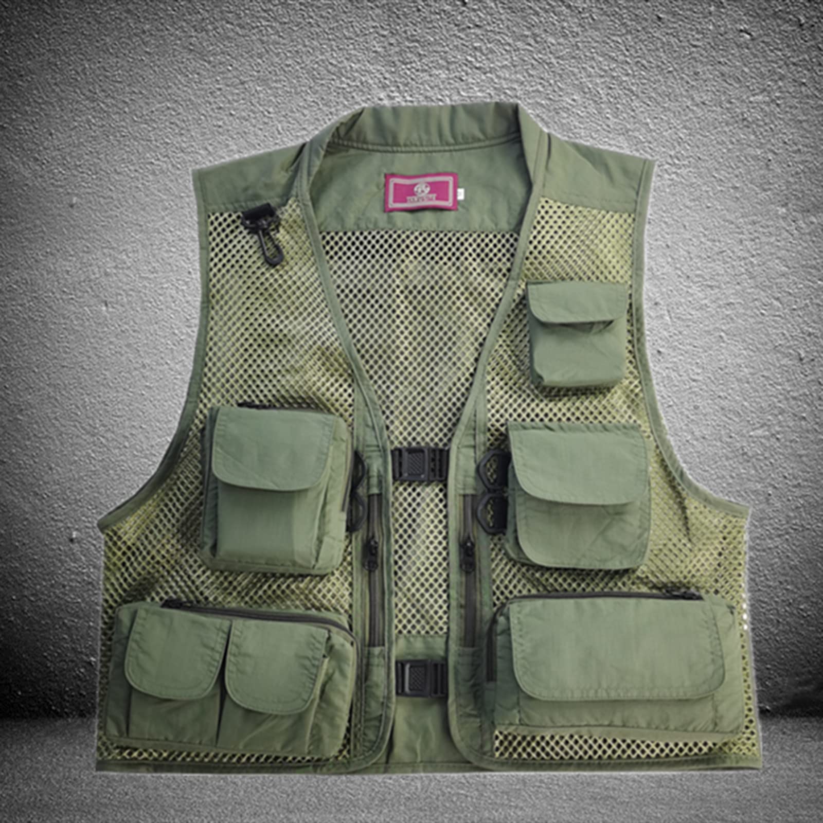 Gilet da Pesca da Uomo Leggero E Traspirante con Poliestere Idrorepellente, Schienale Removibile, Pieghevole, Ampio Spazio per Riporre Oggetti