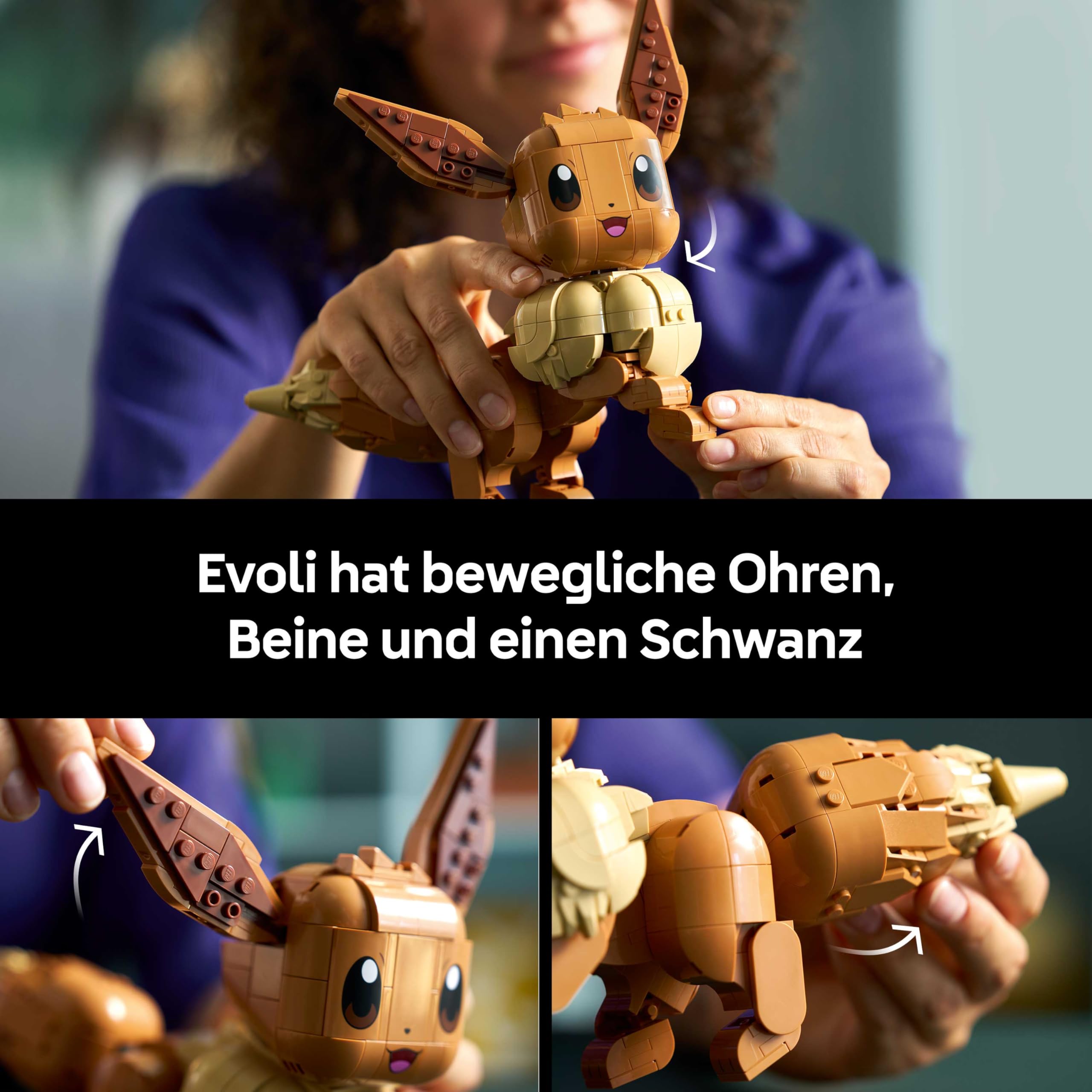 LEGO Pokémon Evoli Figur - Bauset für Erwachsene - Anime Modellbau mit beweglichen Gliedmaßen, Ohren und Schwanz - DIY Deko für Zimmer oder Schreibtisch - Sammler Geschenkidee für Gaming Fans – 72151