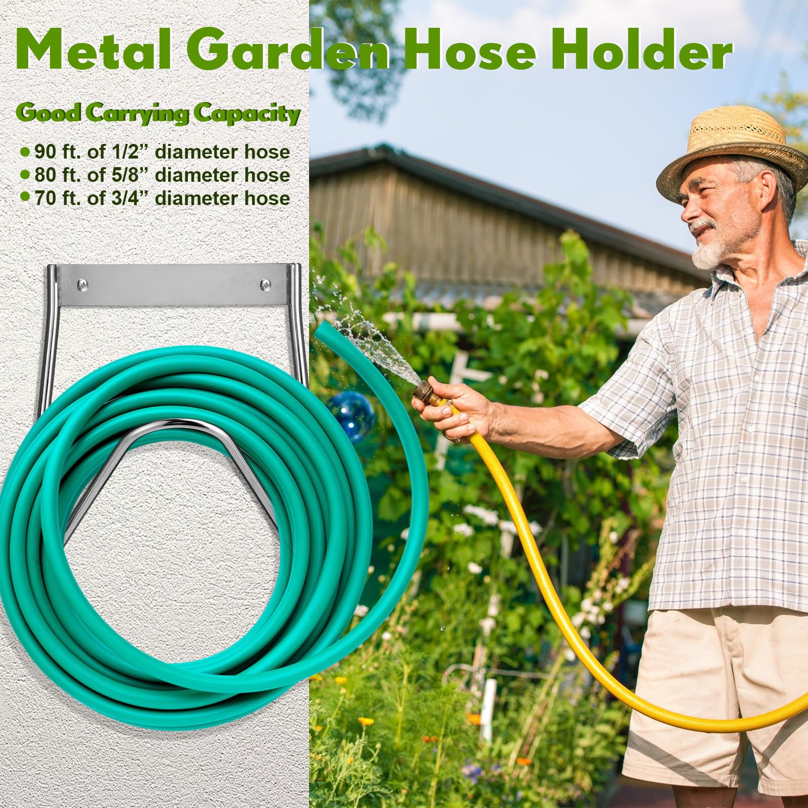 Tandefio 4 supporti per tubo da giardino in acciaio inox, montaggio a parete, gancio per tubo da giardino, resistente, per cavi di prolunga per esterni, organizer per avvolgitubo idraulico, 16 x 17 x