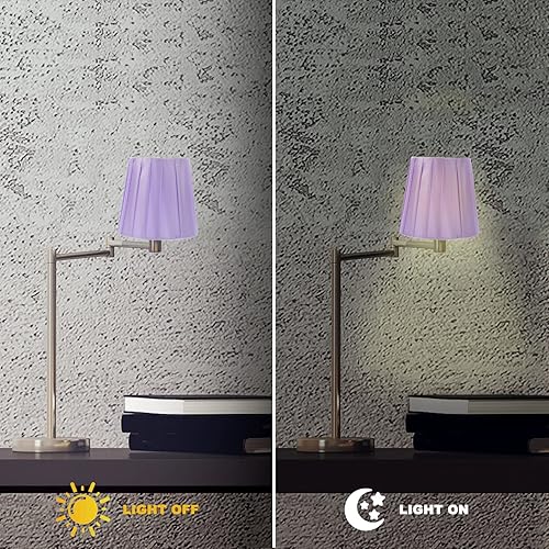 Miniatura 6 de KALLORY Pantalla plisada, cubierta de luz pequeña, pantalla de tela de barril moderna para lámpara de pie de mesa (morado)