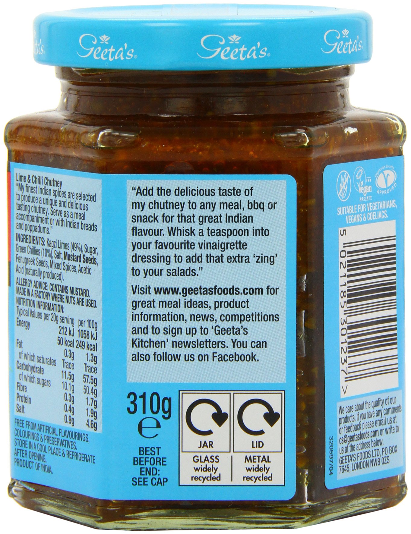 Geeta's Lime and chilli Chutney 310 g (opakowanie 6 szt.)