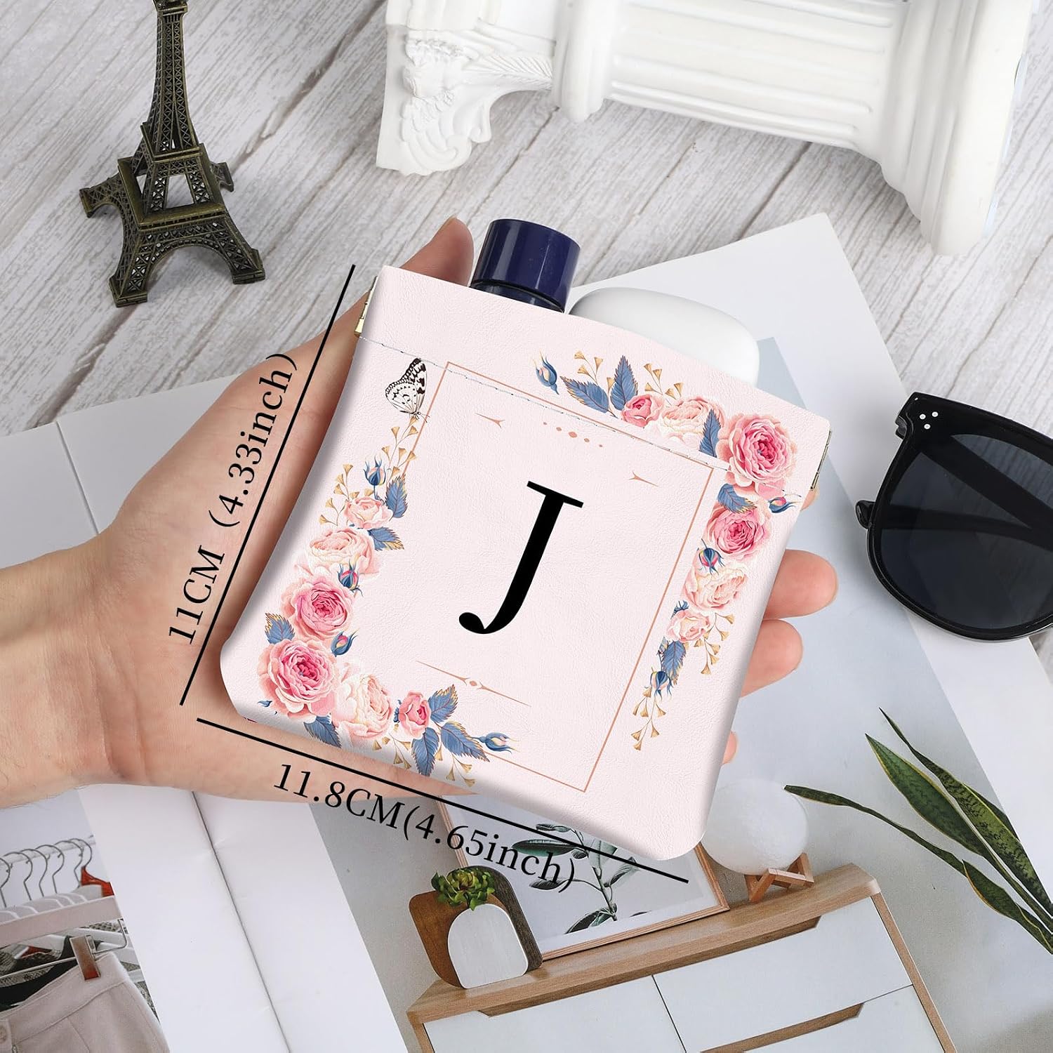 2Pcs Initial Letter PU Leather Small Squeeze Coin Purse Pouch Mini coin Bag Unique And Cute Wallet Cosmetic Bags For Women Girls Men Change Bag Letter J image 2