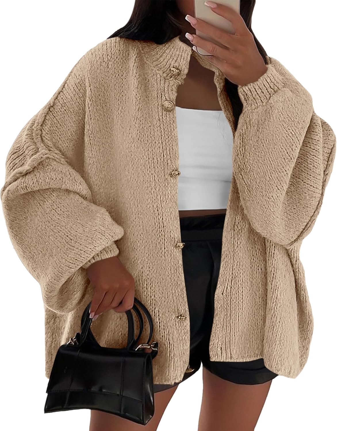 BTFBM Womens Oversized Cardigans 2025 Fall Winter Outerwear Lantern Long Sleeve Button Down Chunky Knit Sweaters Coats BTFBM Womens Oversized Cardigans 2025 Fall Winter Outerwear Lantern Long Sleeve Button Down Chunky Knit Sweaters Coats