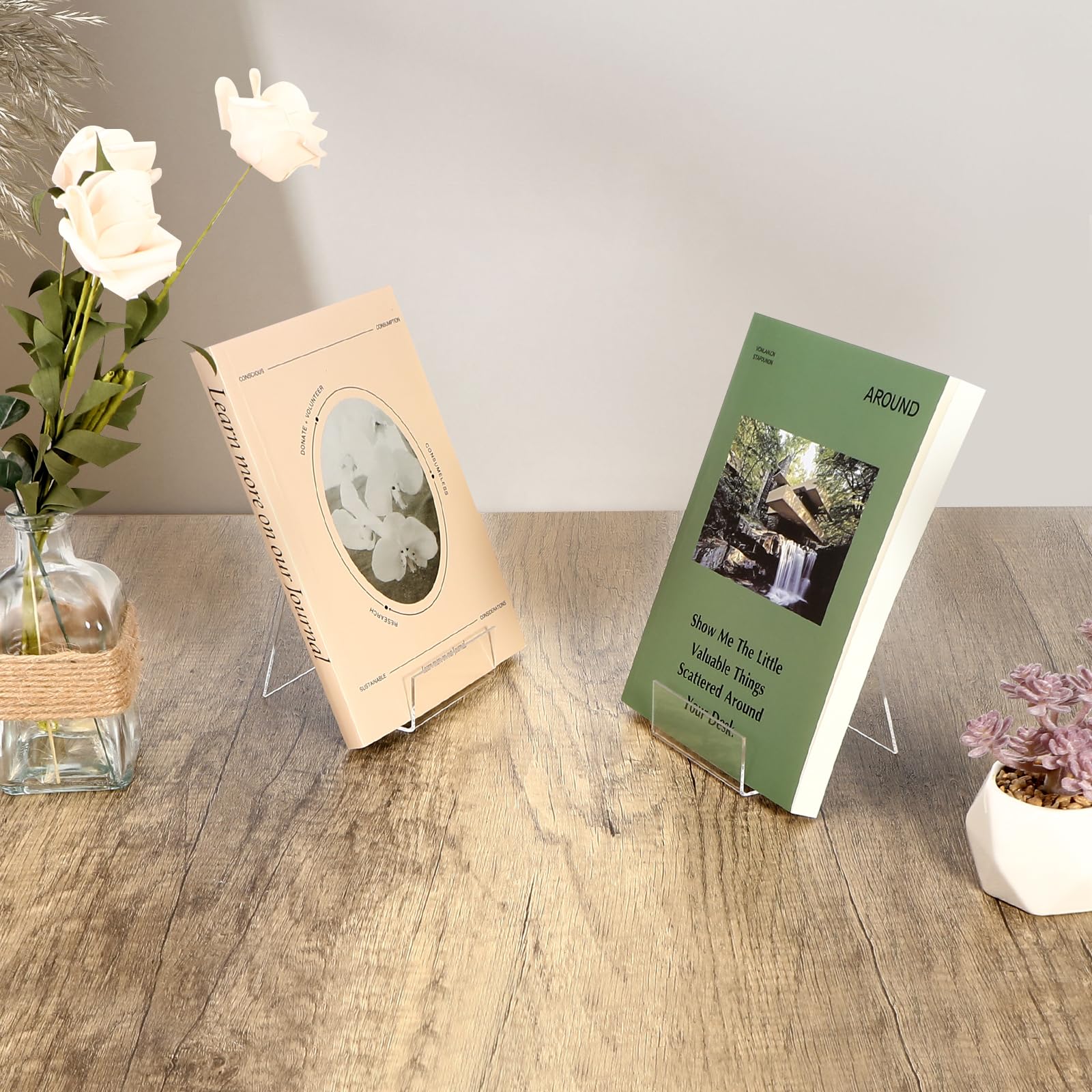 Collazoey 7 Pezzi Espositore Libri, Supporto per Libri Acrilico Trasparente, Leggio per Libri, Tavolo Porta Libri per Foto Ufficio Scuola Biblioteca - 10,5 x 9 x 7,5CM