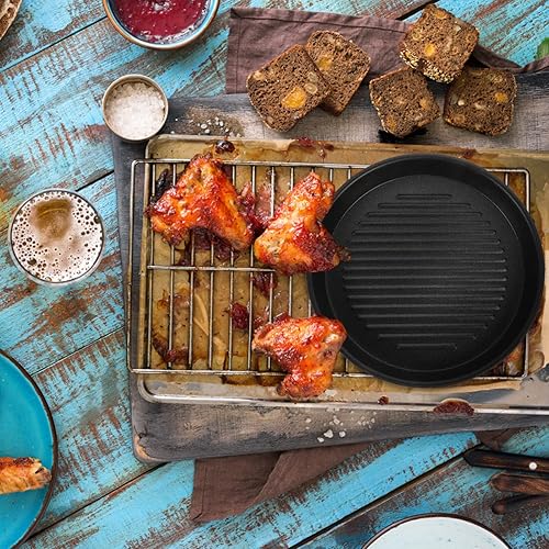 Miniatura 2 de HEMOTON Sartén de hierro fundido antiadherente para parrilla, placa superior de la estufa, sartén de aluminio, sartén para carne para estufa