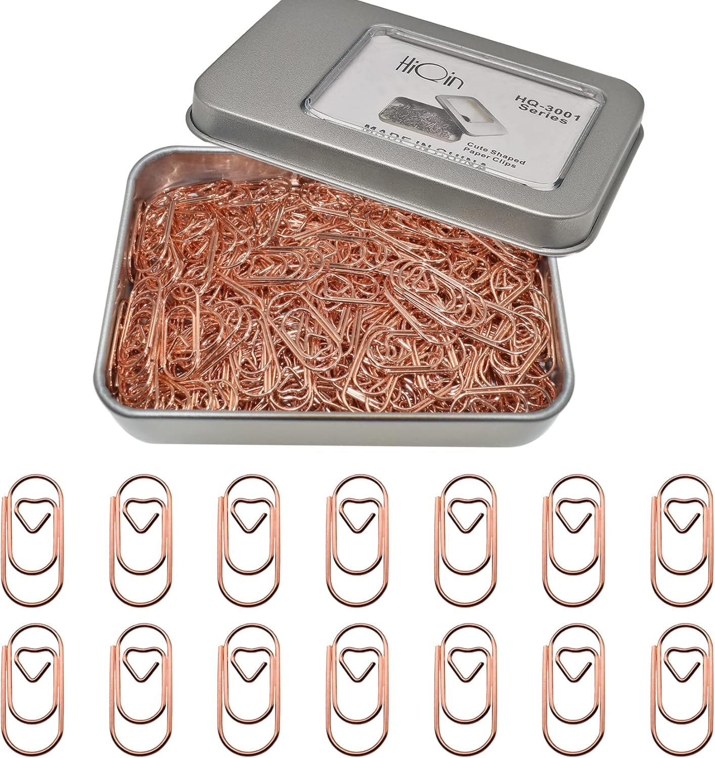200 Pcs Small Paper Clips Rose Gold, Heart Paper Clip for Wedding Home Office School