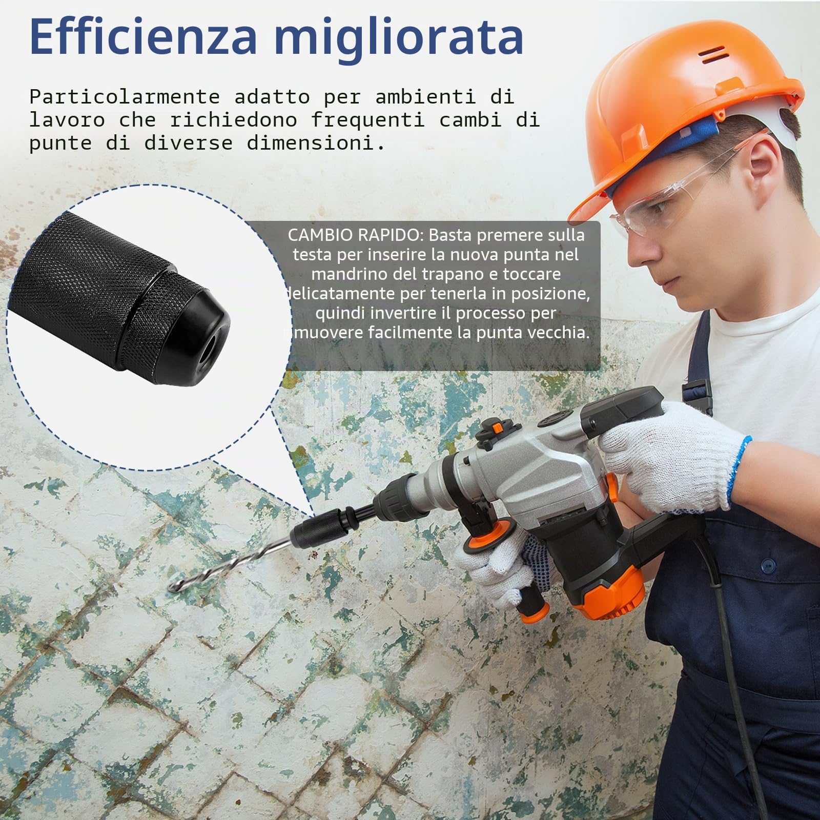 SDS Plus mandrino a sgancio rapido, adattatore Sds, adattatore con filettatura per tutti i trapani e scalpelli SDS Plus mandrino per avvitatore mandrino trapano Accessori