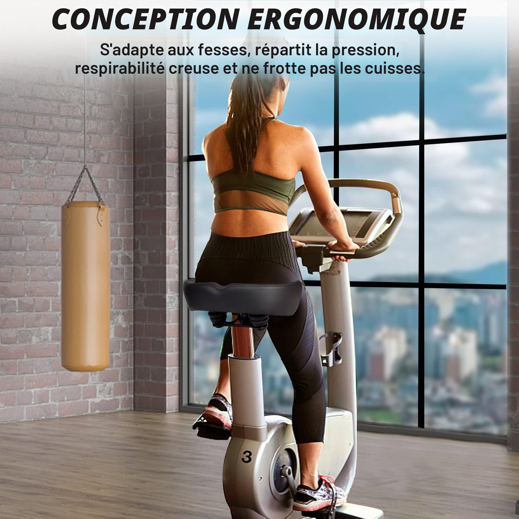 CDYWD Selle de Velo Ultra Confortable Femme et Homme - Extra Large, Rembourrage Doux, avec Suspension, Selle de Vélo Ergonomique - Selle Confort Velo pour VTT, Vélo De Ville, Ebike, Vélo Stationnaire