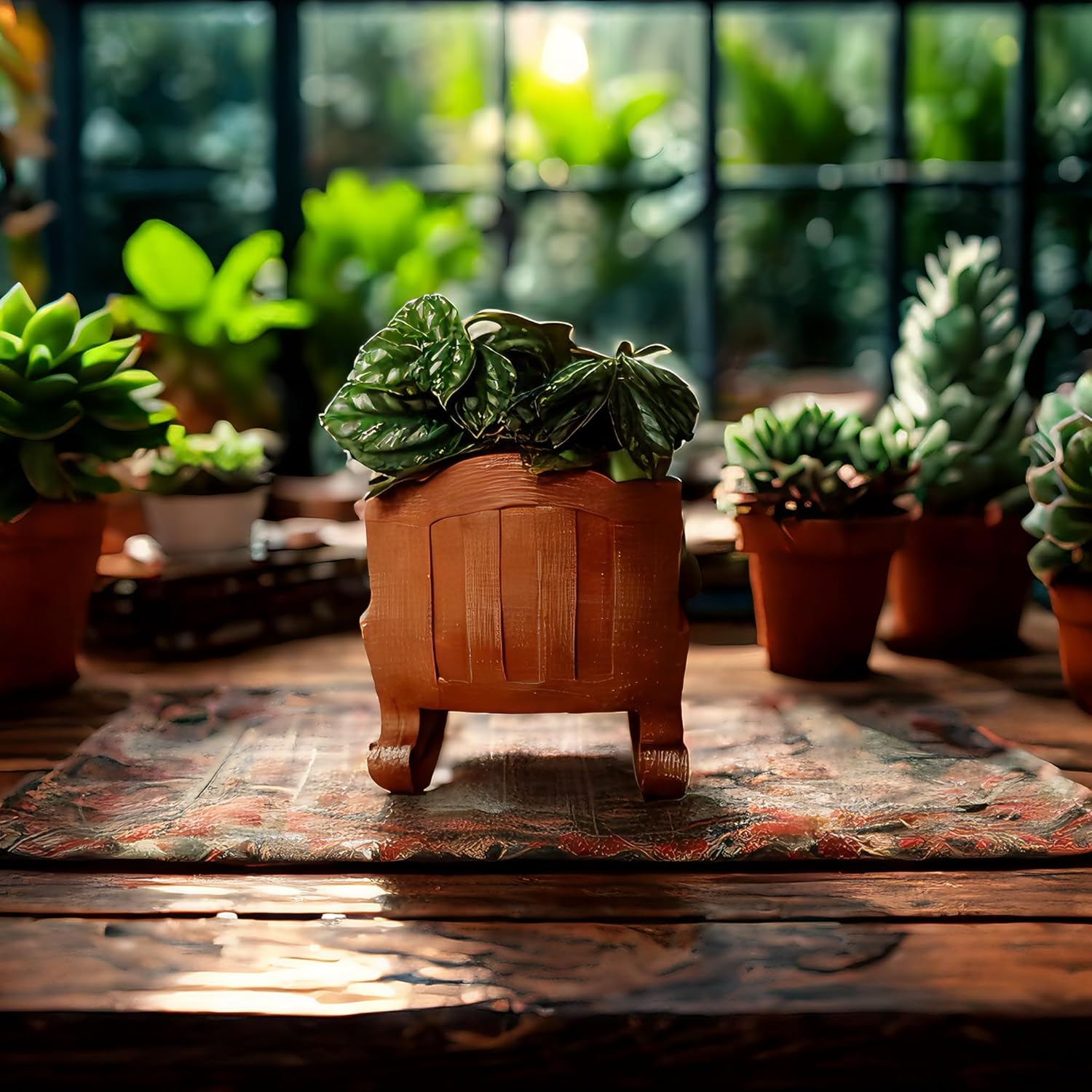 Large Smily Face Planter Pot Cute Smile Flower Planter for Indoor Outdoor, Resin Rocking Chair with Drainage Hole, Pearls Succulents Plants Live Pots Unique Ideals Gift(Large)