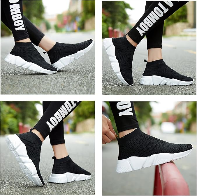 Women's Slip On Socks Sneakers Walking Shoes Running Tennis Athletic Gym Workout Non Slip Athletic Fashion Sneakers