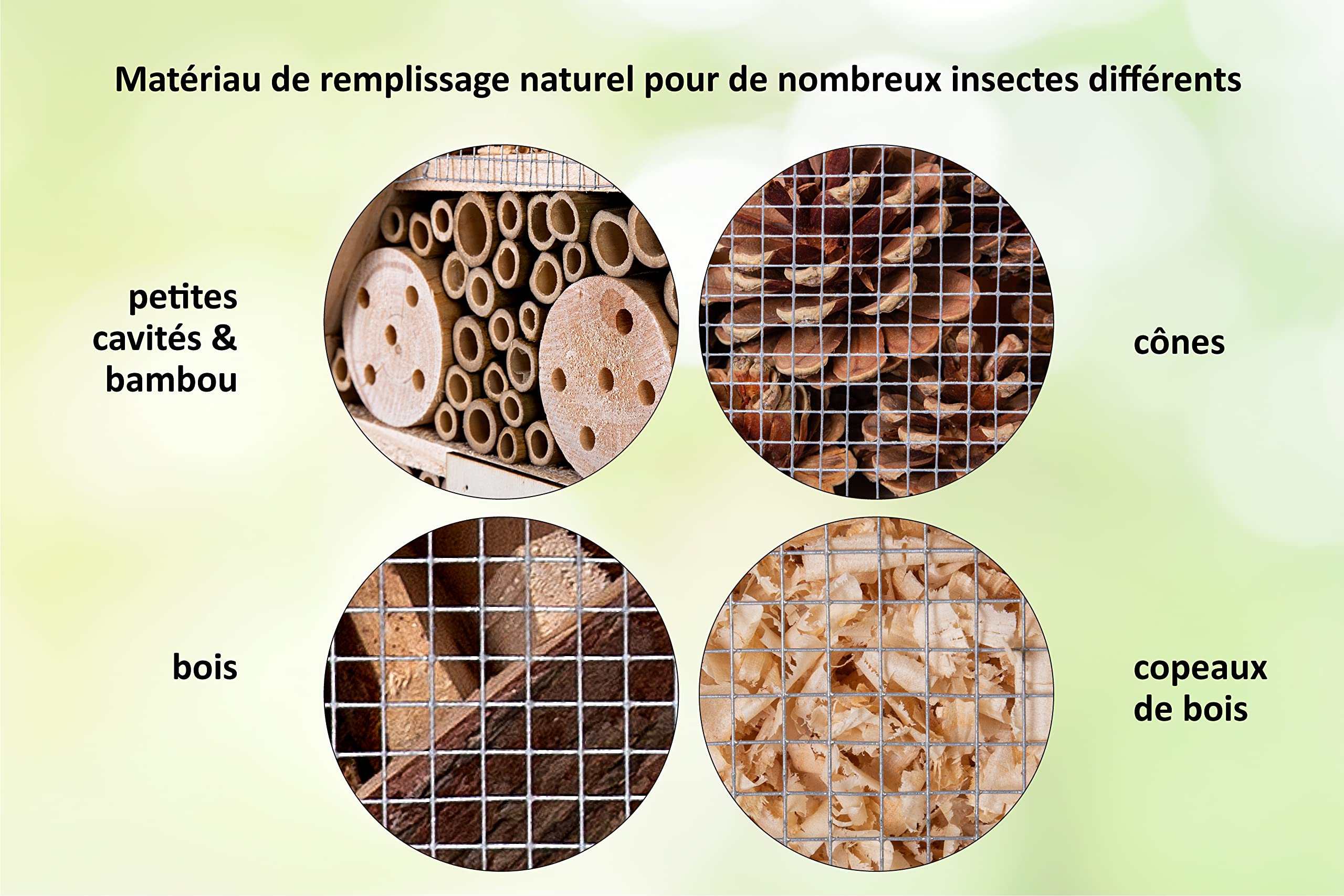 CULT at home Hôtel à Insectes XXL sur Pied – avec Piquet – Hauteur Totale 77 cm – Grande Maison pour bourdons, Abeilles Sauvages, Abeilles et coccinelles ; nichoir et décoration pour Le Jardin et Le