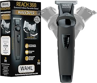 Wahl Manscaper Reach 360 Ratchet Head Cordless Body and Beard Trimmer for Men with No-Slip Grip for Precise Control During Face, Body, and Manscape Grooming Model 3025951, Black