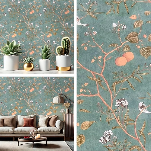 Papel de Parede Adesivo Floral Geometrico 3D Galhos Antimofo