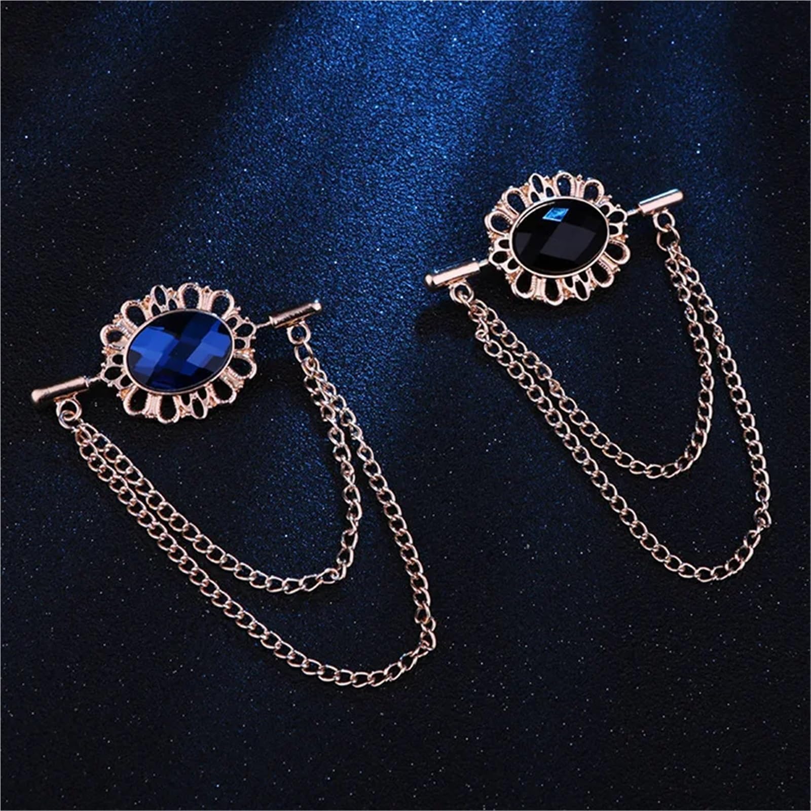 Cadena para broche, Broche vintage con borlas y cadena ovalada de diamantes imitación para hombre broche hebilla para solapa mujer traje camisa ropa