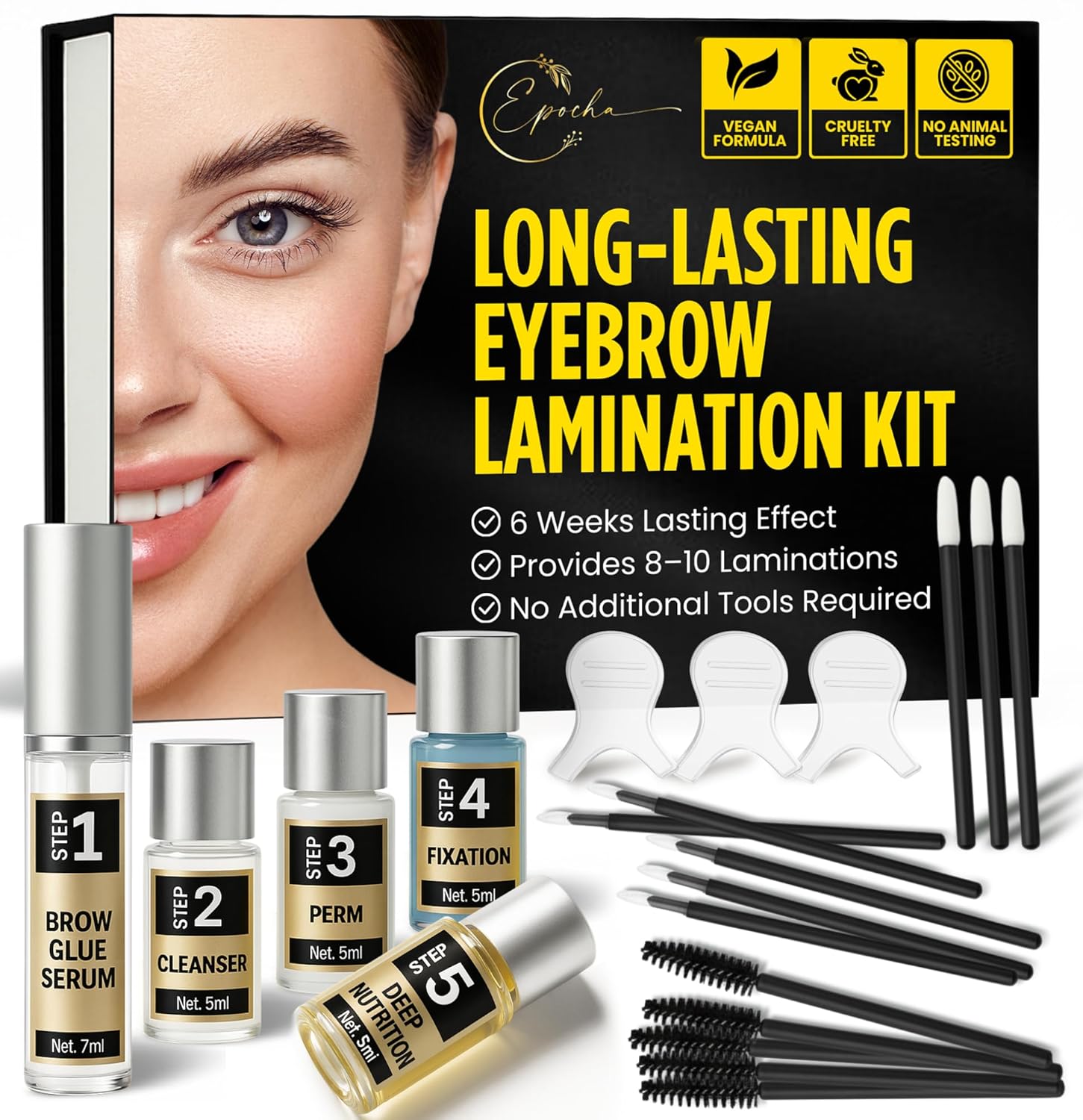 Professional Brow Lamination Kit – Salon-Quality Results at Home | DIY Eyebrow Lamination Kit for Fuller, Thicker, Fluffy Brows | Lasts Up to 6 Weeks | Easy to Use, Beginner-Friendly Brow Perm Kit