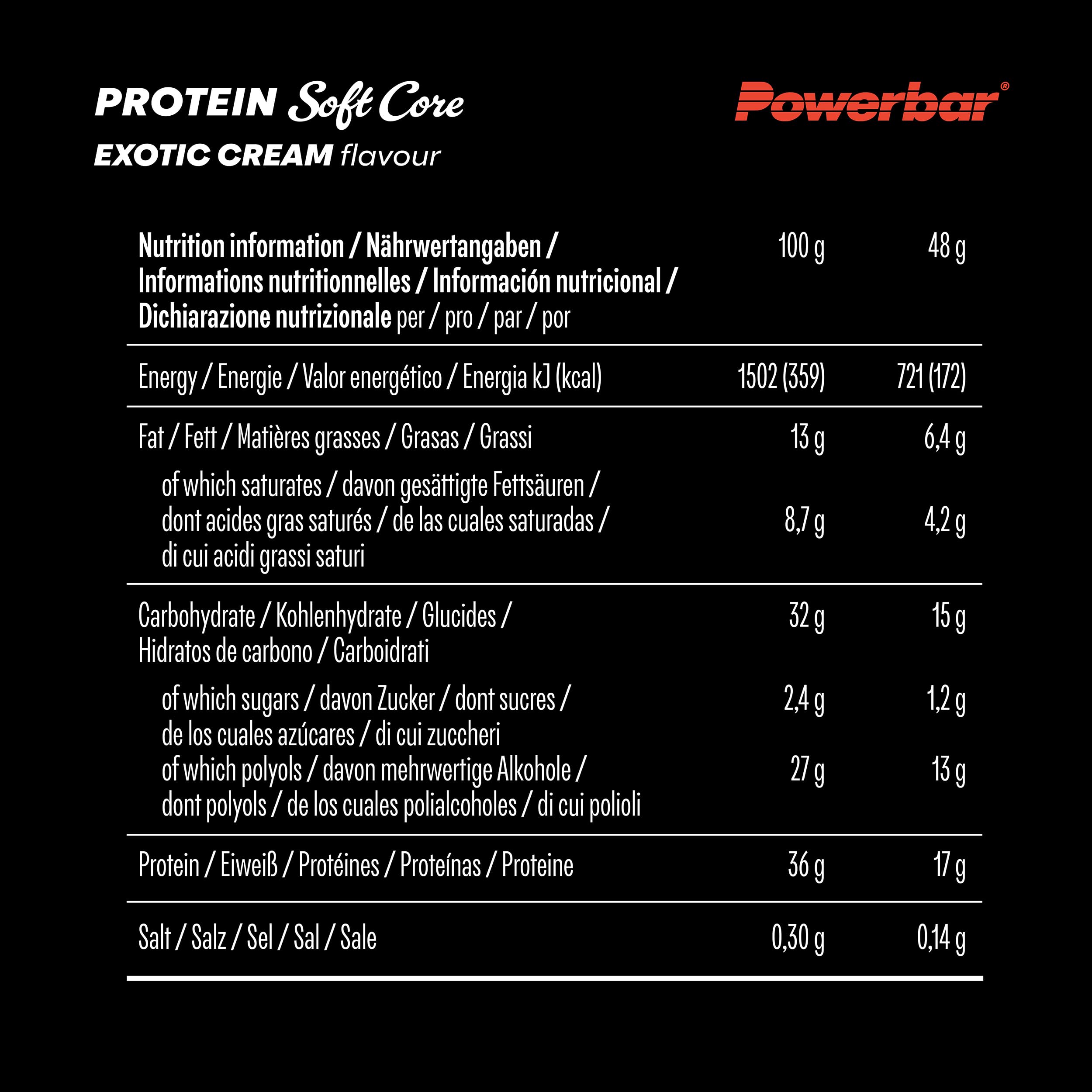 Powerbar Barres Protéinées - Soft Core - Exotic Cream - 12x48 g - Barre Protéinée Riche en Protéines et Faible en Sucres