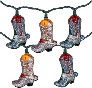 Cowboy Boots Indoor Outdoor Patio Light Set - 6' Green Wire - 10ct
