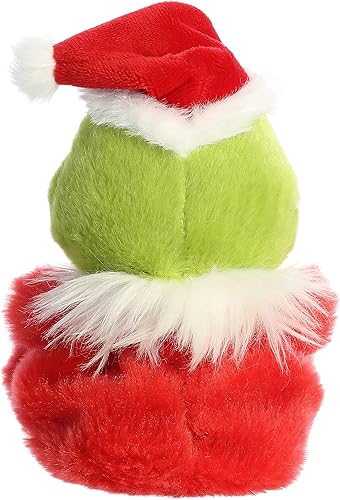 Vista 4 de Aurora Whimsical Dr. Seuss Santa Grinch Palm Pals - Peluche con licencia oficial para juegos imaginativos, perfecto para niños y adultos