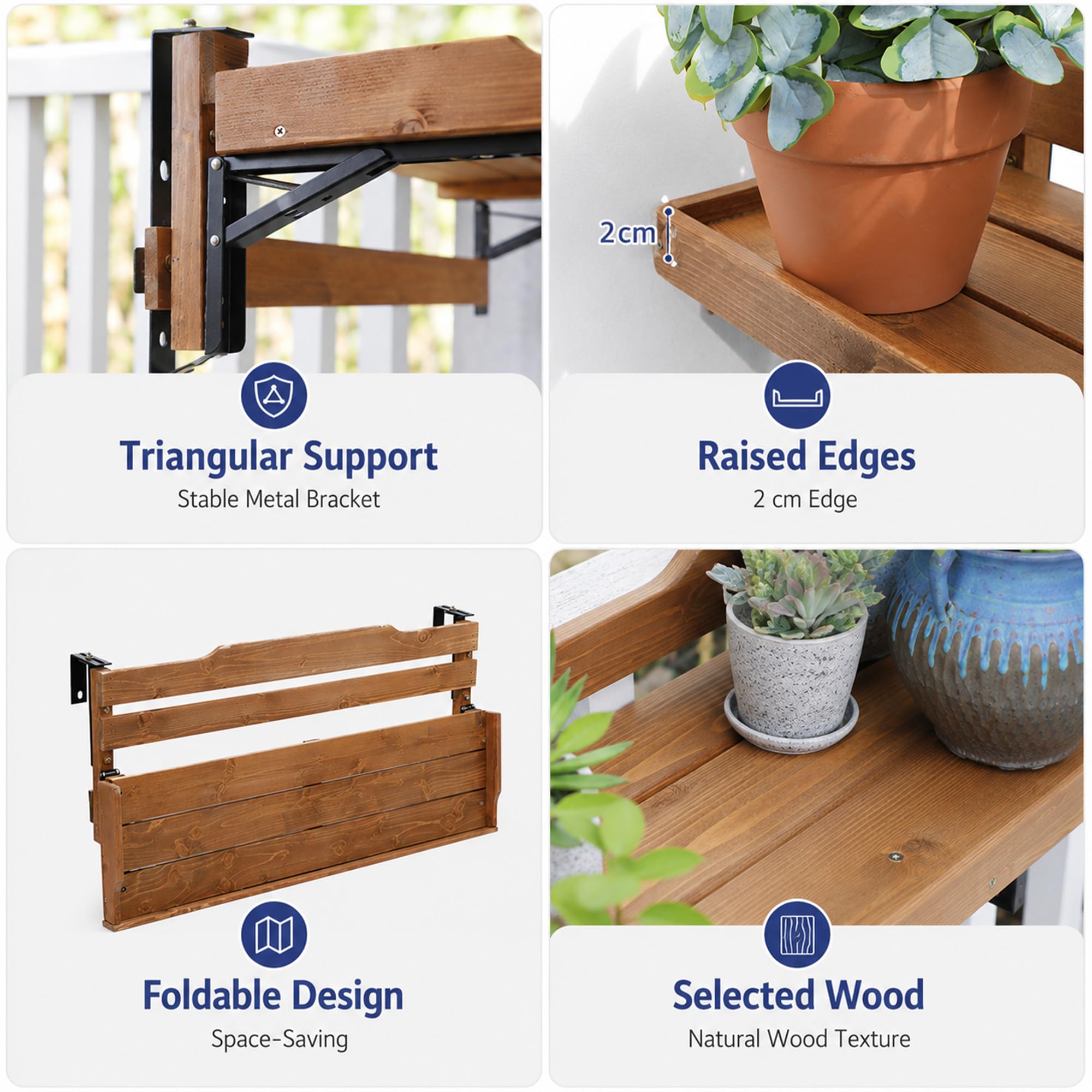 JSWHYBD Mesa de Balcón Colgante Plegable Ajustable para Barandilla