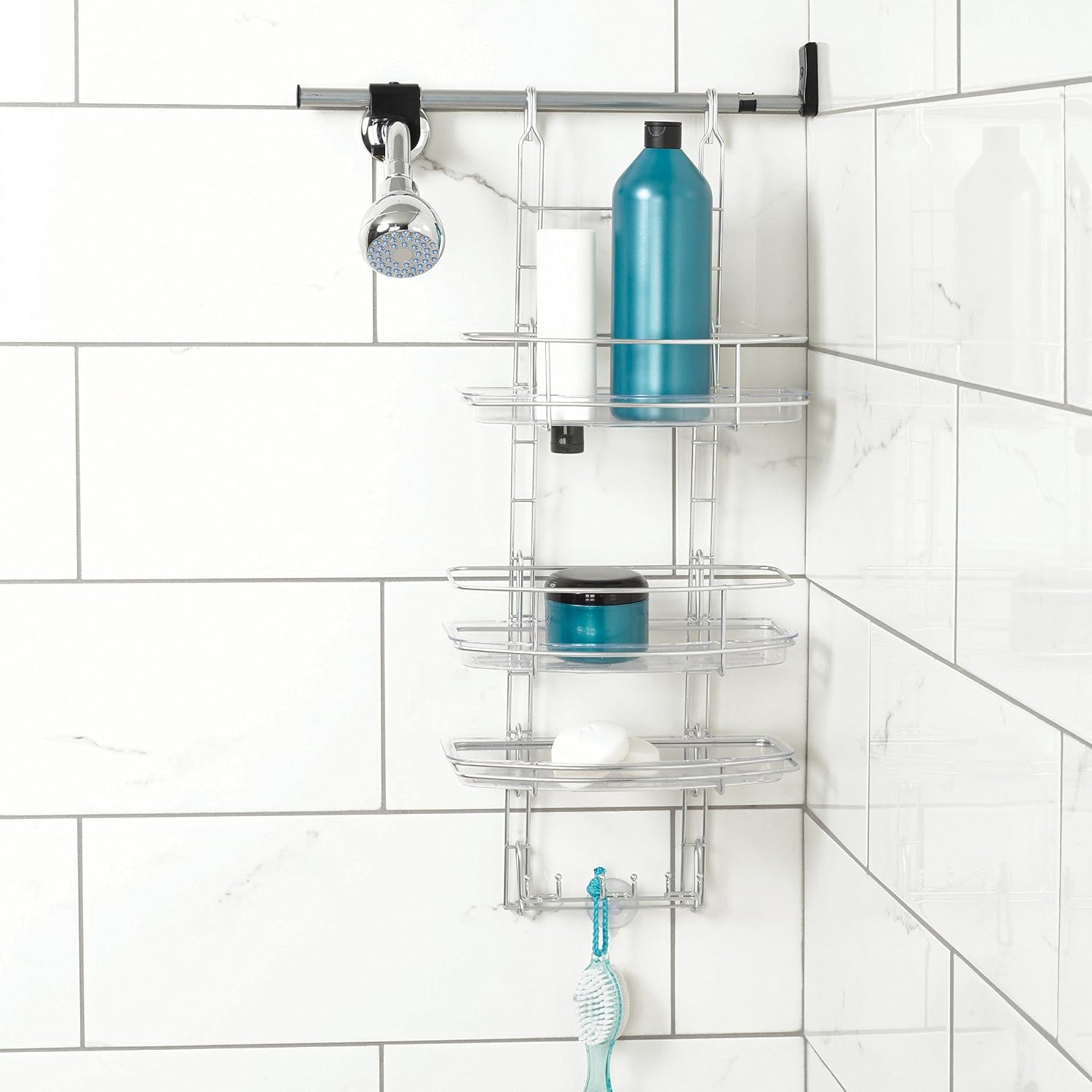 Zenna Home 2601PC, Make-A-Space Side Mount Shower Caddy with Self-Draining Trays, Satin Chrome