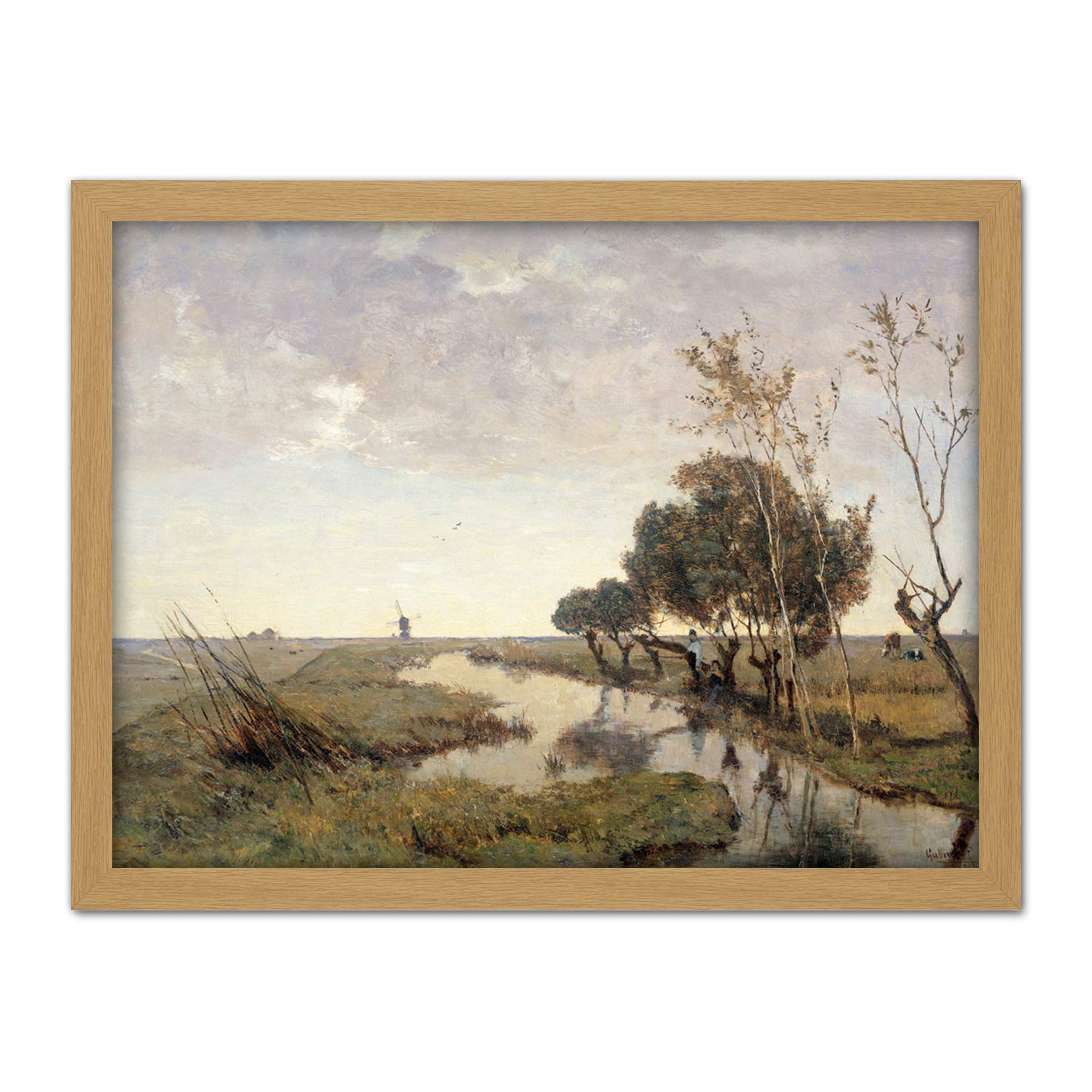 Artery8 Paul Gabriel A Watercourse Near Abcoude Painting Artwork Framed Wall Art Print 18X24 Inch