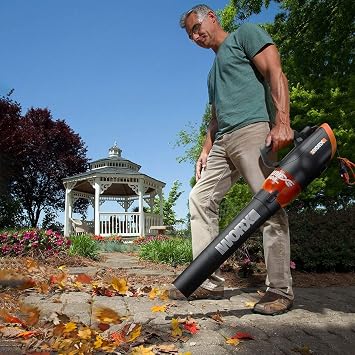 WORX 12 Amp Electric Leaf Blower, Turbine Blower for Lawn Care with 600 CFM & 2 Speed Control, Corded, WG520